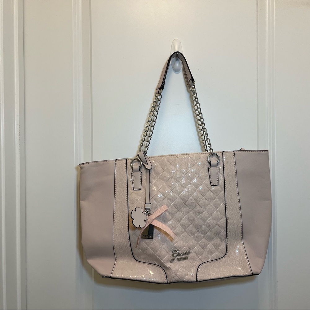 Guess Pink Quilted Tote Bag